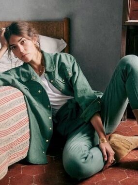 Sezane Denis Denim Jacket Green (34)